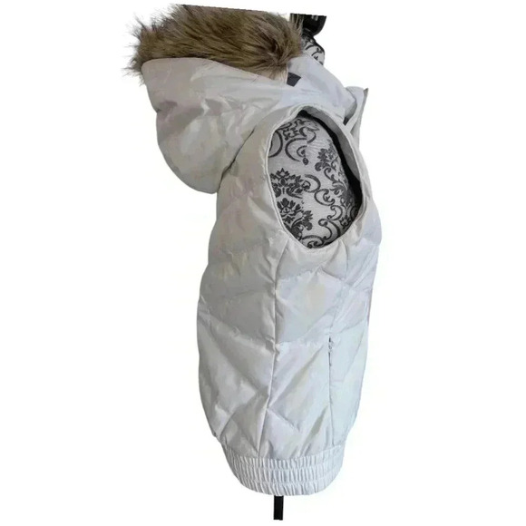 𝅺The North  Face Furallure Vest 600 Down Fill Faux Fur Removable Hood White XS - Picture 6 of 14
